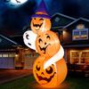 Joyfy 6 FT Stacked Pumpkins Halloween Inflatables Ghost with Build-in LEDs for Porch Halloween Pumpkin Decor Blow Up Yard