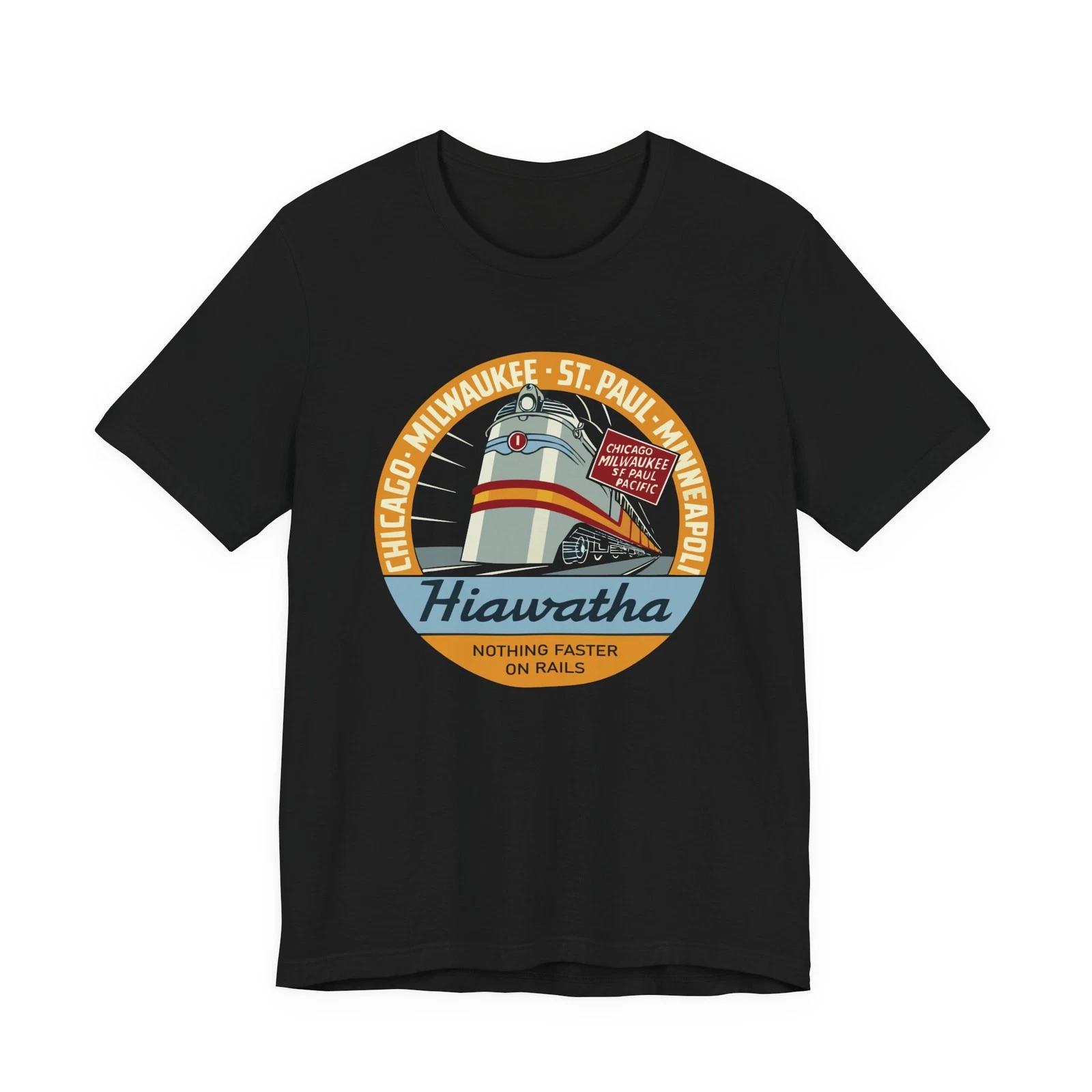 Men s and Women s T-shirts Hiawatha Milwaukee Road Style Train Logo Graphic XXXL