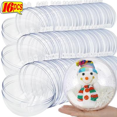 Transparent Christmas Balls Pendants DIY Hollow Plastic Ball Fillable Bauble Xmas Tree Hanging Ornaments Party Gifts Box Decor