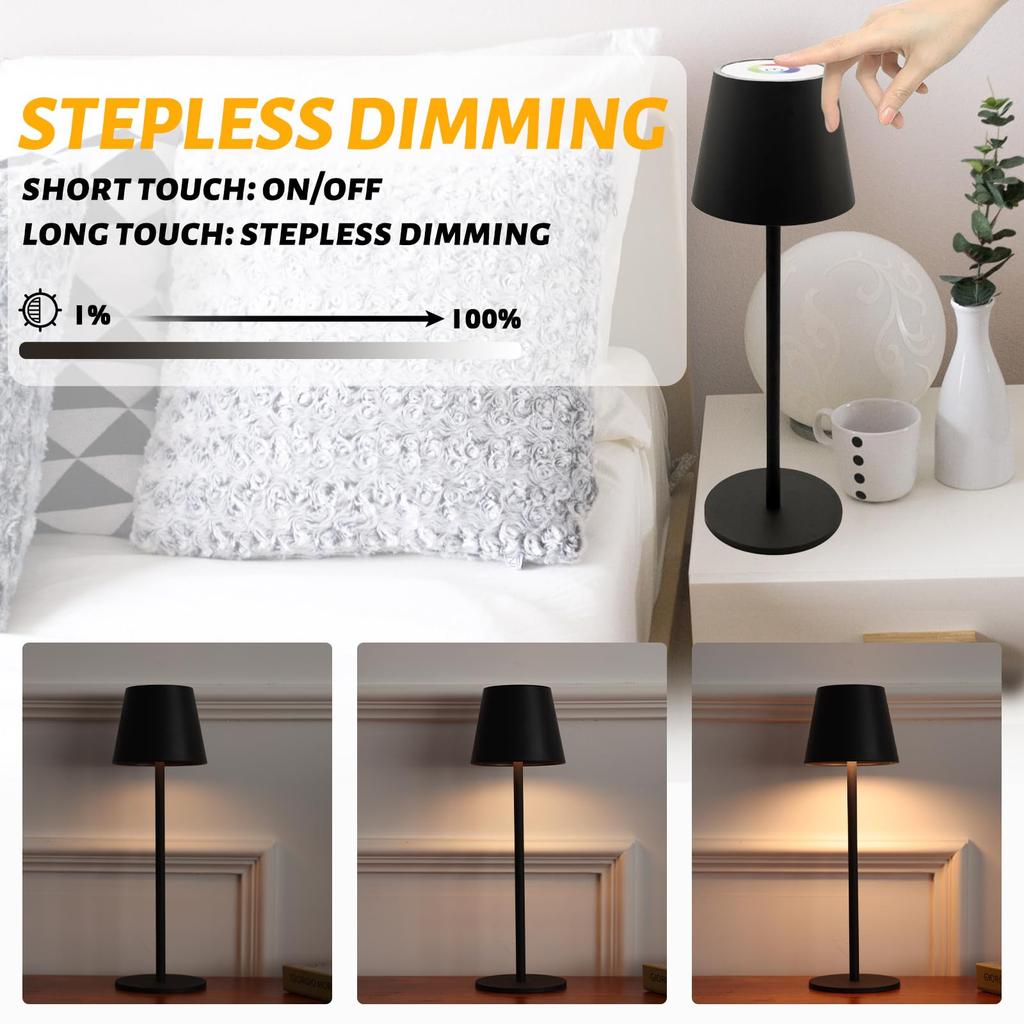 Rechargeable Table Lamp Touch Sensor LED Desktop Night Light Wireless Reading Lamp For Hotel Bar Restaurant Bedroom Decor Light