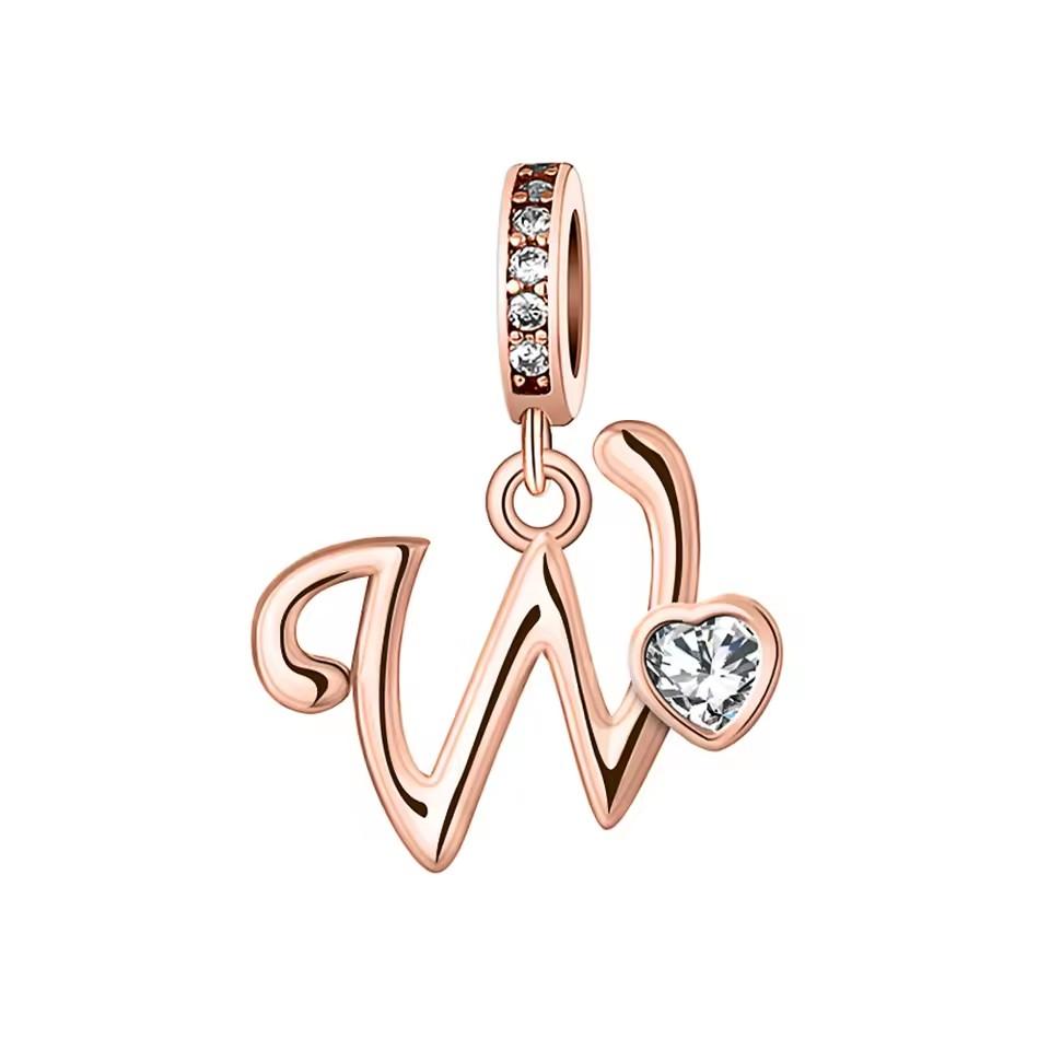 New Metal Rose Gold Light Two Tone 26 Letter English Pendant Charm Fit Ideal for Bracelets Necklaces Make your own Accessory Accessories Elegant