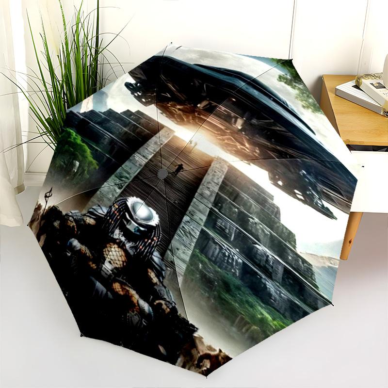 Ufo Hovers Above Predator Throne Folding Umbrella 8 Paraphenoid Bones Suitable For All Seasons Travel Three Folds Umbrella