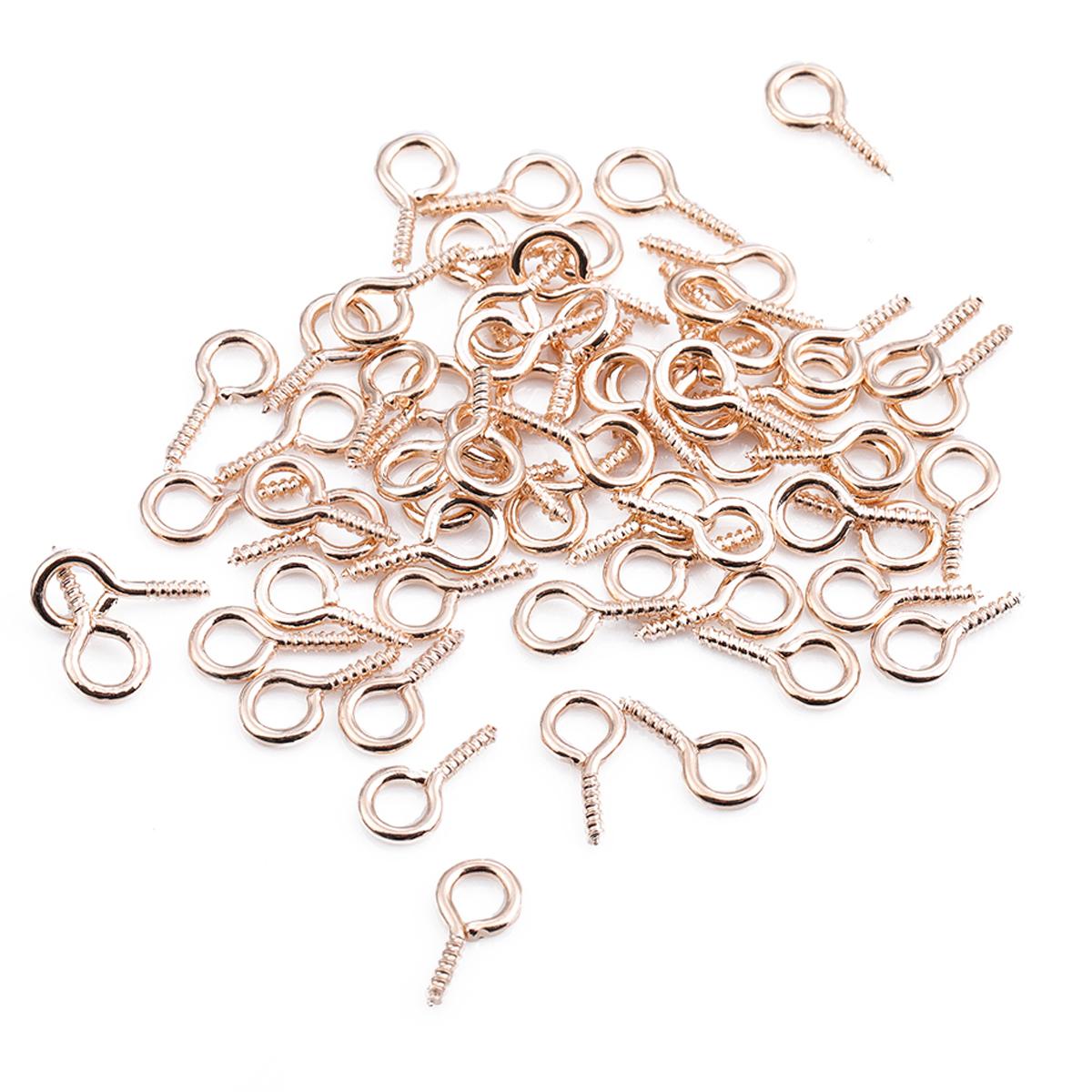 

200 шт., маленькие мини-шпильки для глаз, крючки, люверсы, винтовые застежки с резьбой, крючки для изготовления ювелирных изделий своими руками, фурнитура 4x8mm золотистый