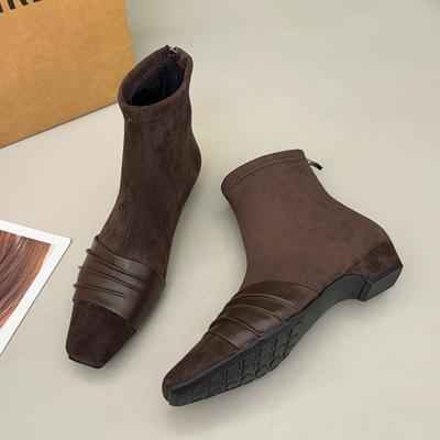 Botki damskie z kwadratowym noskiem, na obcasie, buty zimowe, modne, z zamszu, śniegowce, nowe, do chodzenia, eleganckie, do sukienki, eleganckie, mujer, botki
