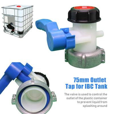75mm Uitlaatkraan voor IBC-tank Afvoeradapter Kraanadapter Afsluitkraan Regenwatertank Afvoerkraan voor