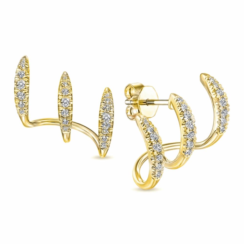 Light Luxury Crystal Claw Ear Stud Rhinestone Women Zircon Stud Earrings  Wedding золотой