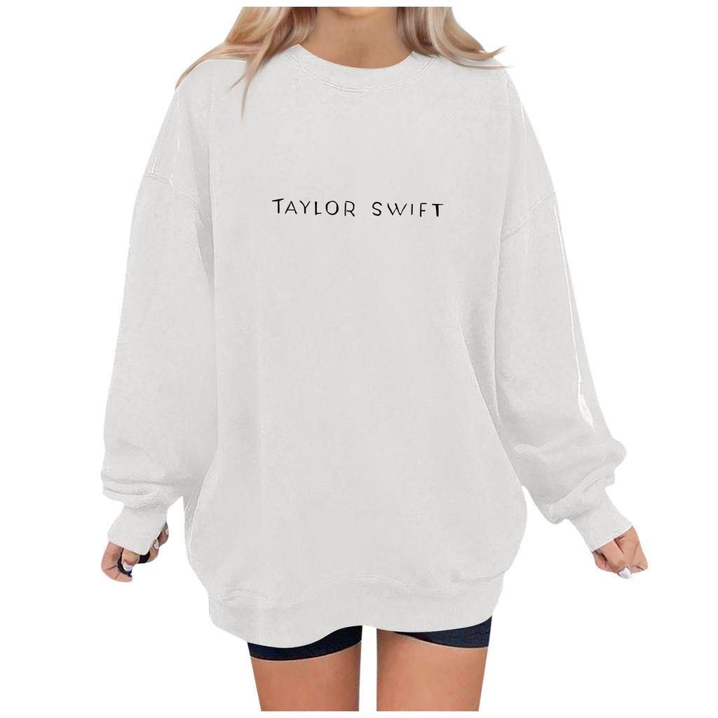 Pull à manches longues et col rond pour femme, haut décontracté à la mode imprimé