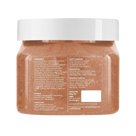 WildOak Iced Coffee Sugar Body Scrub | 300g | De-Tan & Brightens Dark Areas | Smooths Strawberry Legs & Arms | Hydrates & Exfoliates