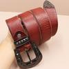 Men's Genuine Leather Western Belt with Texan Buckle - Top Layer Cowhide, Retro Style, Stock Clearance.