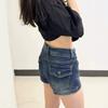 Damen Niedrige Taille Dunkelblaue Jeans-Shorts Slim Fit Booty Shorts Lässige Streetwear Heißhosen