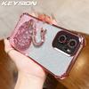 KEYSION Shockproof Plating TPU Phone Case for Redmi Note 10 10S 10 Pro 4G Glitter Jewelled Swan kickstand Back Cover for Xiaomi POCO M5S