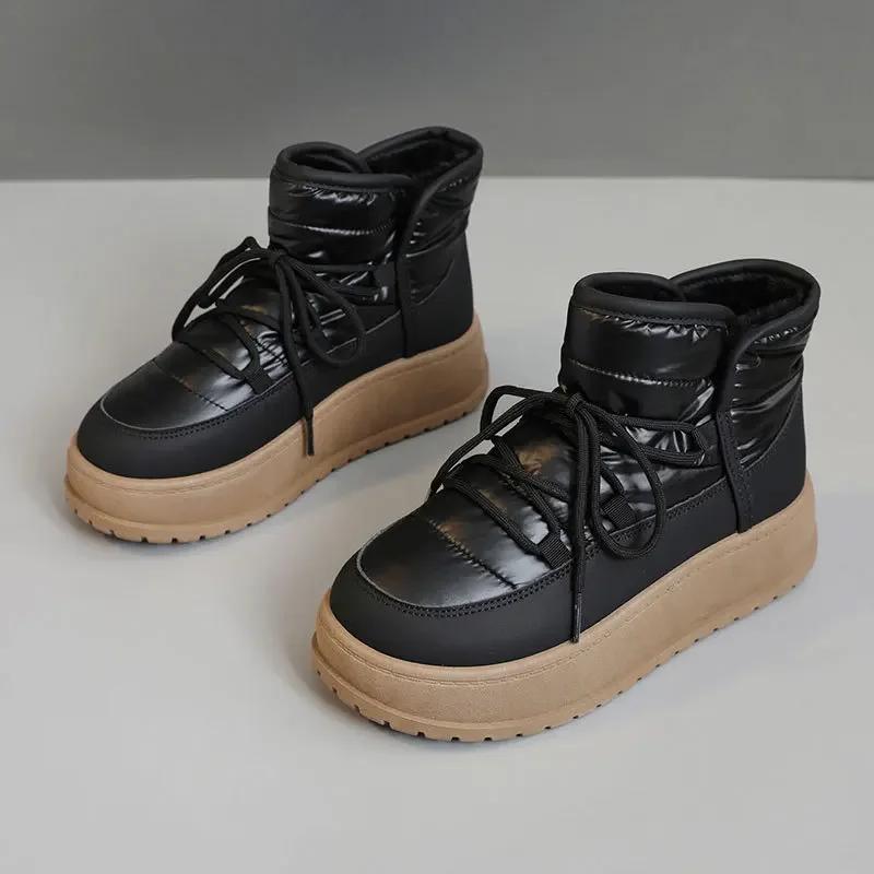 

2026 New Women s Snow Boots Fashion Platform Boots for Women Winter Plush Warm Cotton Shoes Waterproof Ankle Boots 40 чорний