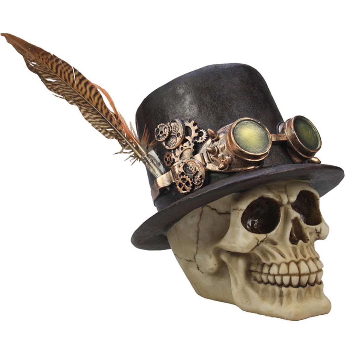 

Les Trésors De Lily [A2695] - Статуэтка из смолы Череп черно-бежевый (шляпа-стимпанк) - 18 см