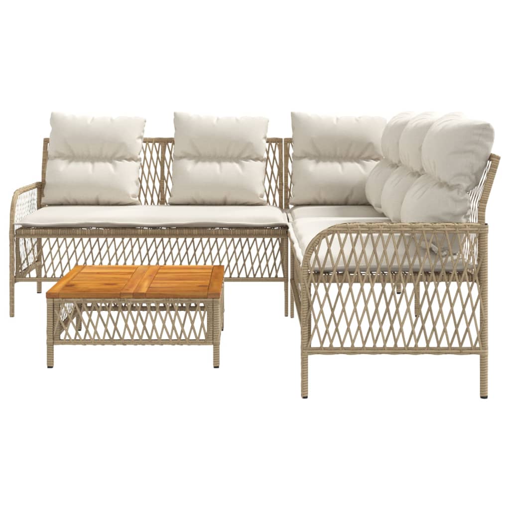 Vidaxl 2-Cz. Garden Furniture Set With Cushions, Beige, Poly Rattan