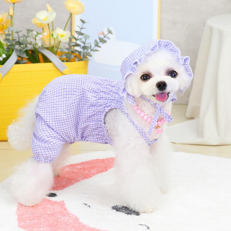 Summer Dog Clothes Overalls Jumpsuit Puppy Small Dog Costume Hat Yorkshire Pomeranian Shih Tzu Maltese Poodle Bichon Clothing