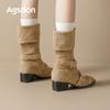 Brown Short Boots New Autumn and Winter Thick Heel Martin Boots Maillard Pointed Fashion Single Boots