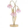 Hestia 3 Stem LED Lamp With Pink Glass Flower And Gold Base