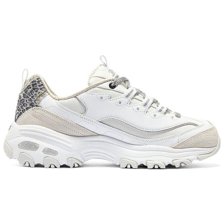 Skechers DLites 1.0 Piele Versatil Confortabil Simplu Echilibrat Ușor Pantofi Casual cu Glezna Joasă Adidași Damă Alb Gri 150235-WSL