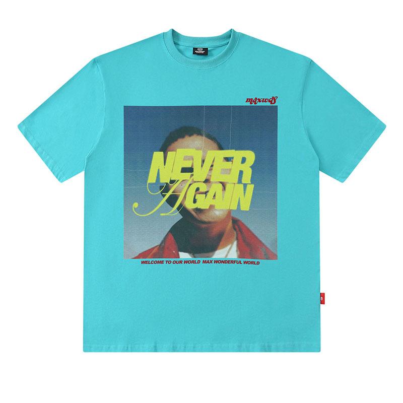 American Retro Trendy T-Shirt Men'S Oversize Hip-Hop Portrait Printing Casual Cotton Short-Sleeved T-Shirt Men'S
