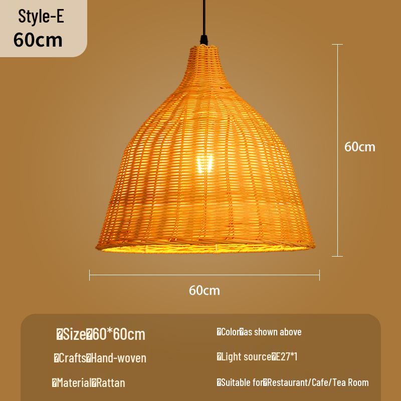 Bamboo Woven Lantern Light for Chinese Restaurant or Teahouse - Rattan Straw Hat Pendant Light