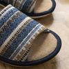 Ethnic Print Cotton Linen Front Indoor Shoes for Men and Women [Euyqs] Slippers, Opening, Summer, Natural, Anti-Slip, Quiet, (25.5-26.5 Cm, Navy,