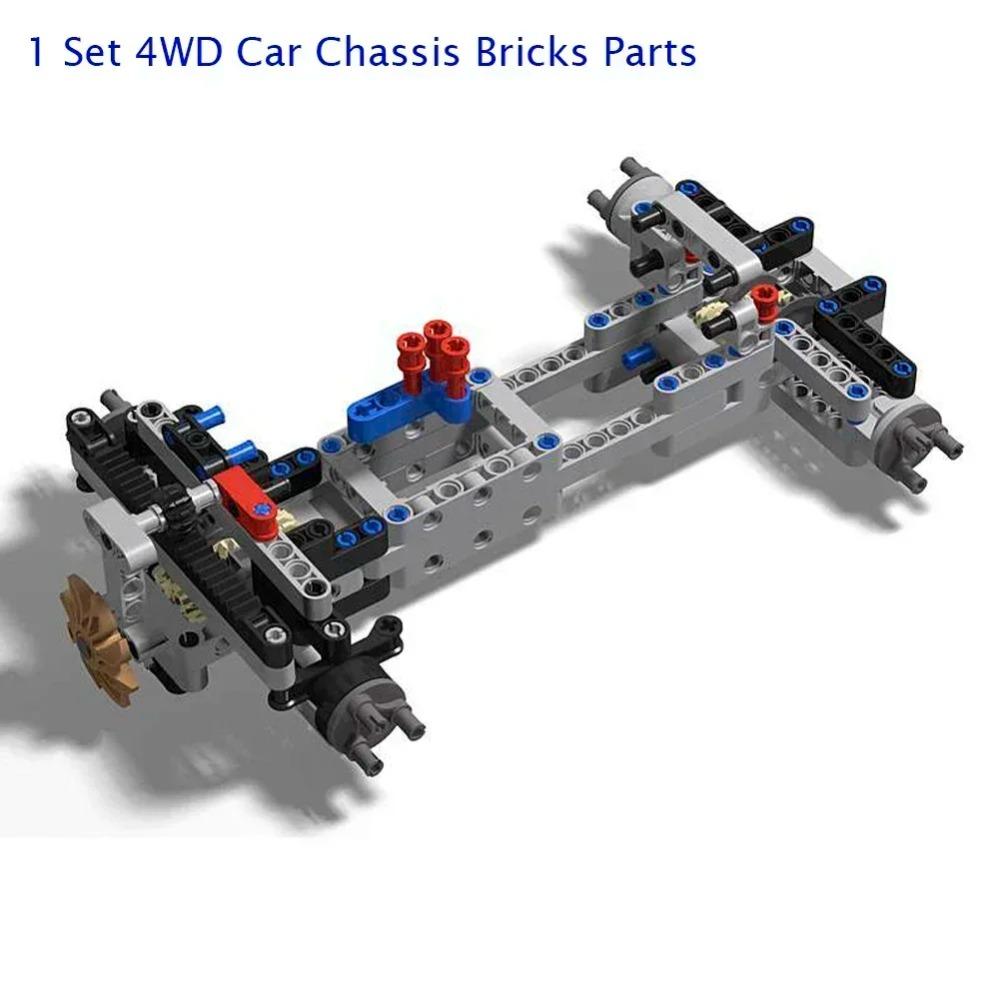 4WD RC Cars Chassis Electric Set Four-Wheel Drive Technical Chassis Bricks IR Remote Control Reciever MOC Parts Kit for Legoeds