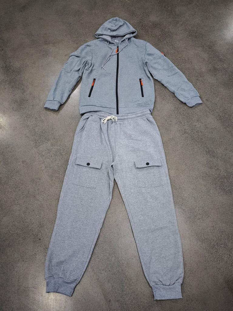 Herren Einfarbig Lässiger Anzug Locker Sport Stehkragen Sweatshirt Mit Taschen Mehrfachtaschen Overall Anzug