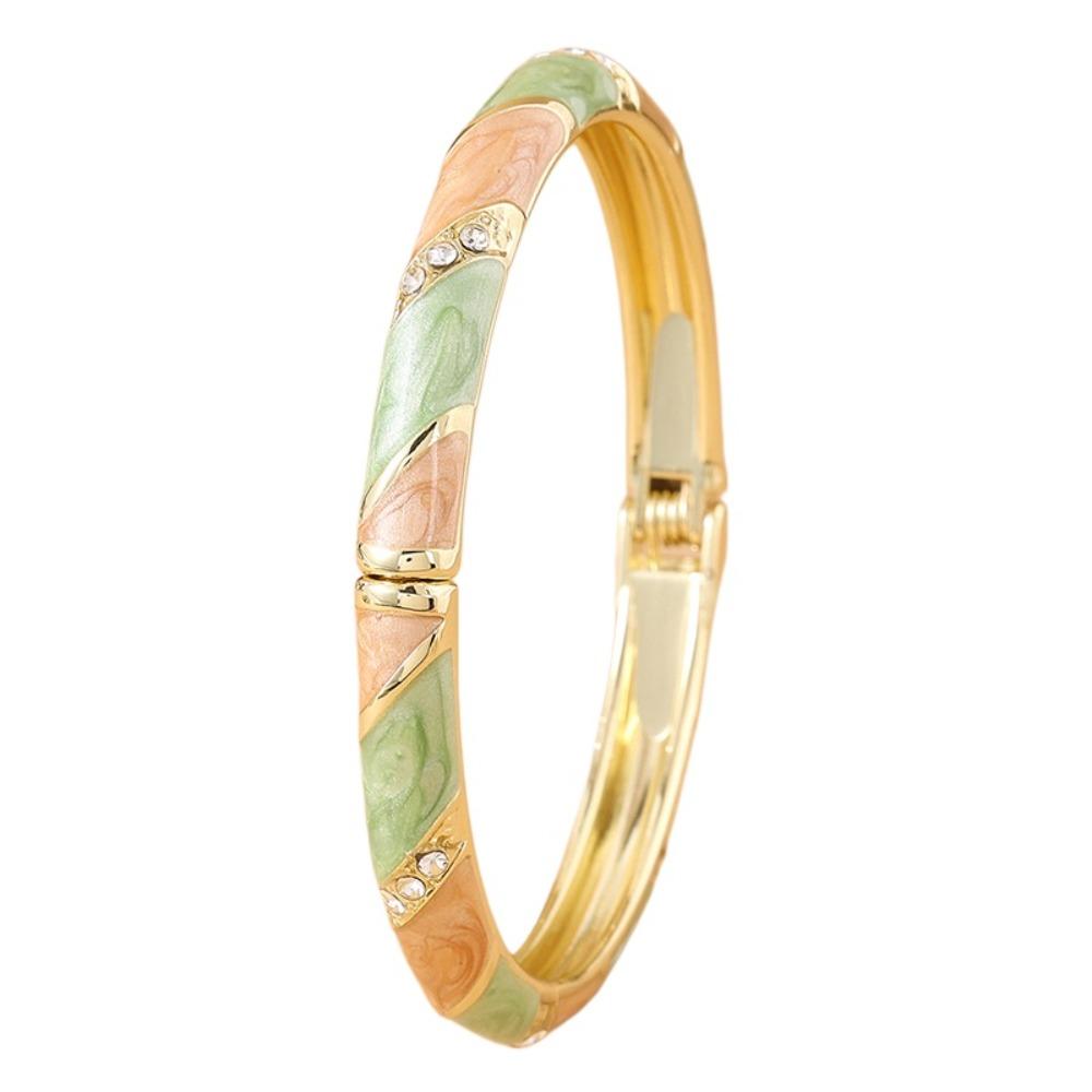 Enamel Vintage Cloisonne Bangle Lines Shape Women's Hand Bracelet Chinese Crystal Bangle Ladies