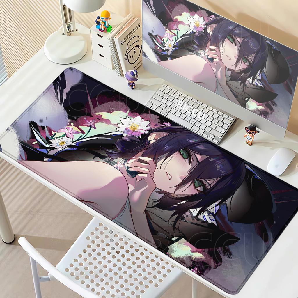 Tapis de Souris XXL Chainsaw Man Reze pour Ordinateur Portable Tapis Antidérapant pour Clavier PC Tapis de Bureau Accessoires de Jeu Kawaii Makima