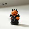 Fireplace Pumpkin Ornament Halloween Figurine, Resin Small Doll Tiered Tray Spooky Centerpiece for Indoor Home, Tabletop, Mantel, Shelf, Party