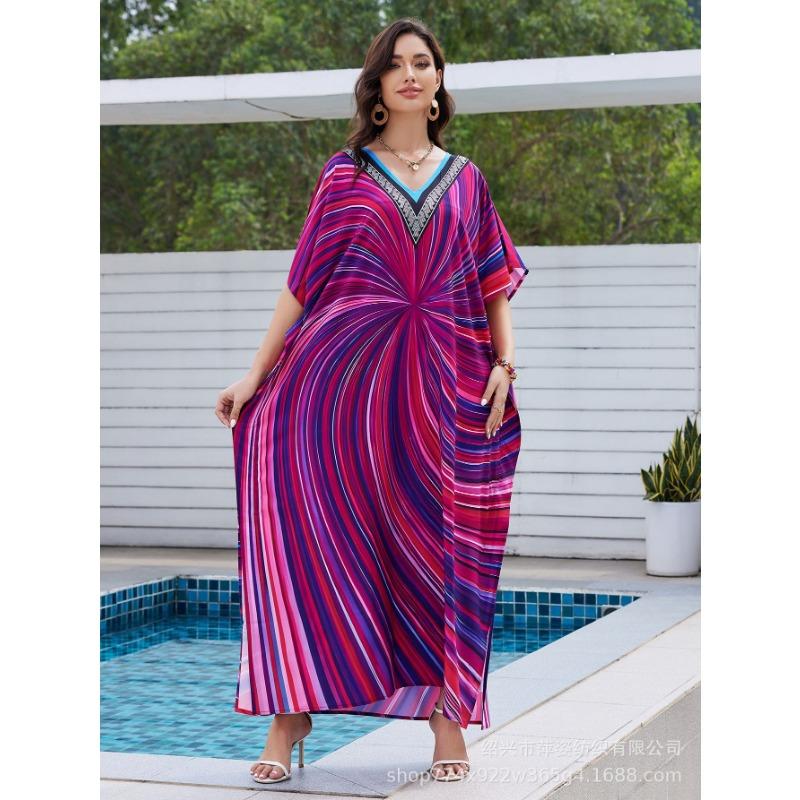 Plus Size Women's New Beach Blouse Print Loose Holiday Bikini Sunscreen Swimsuit Blouse