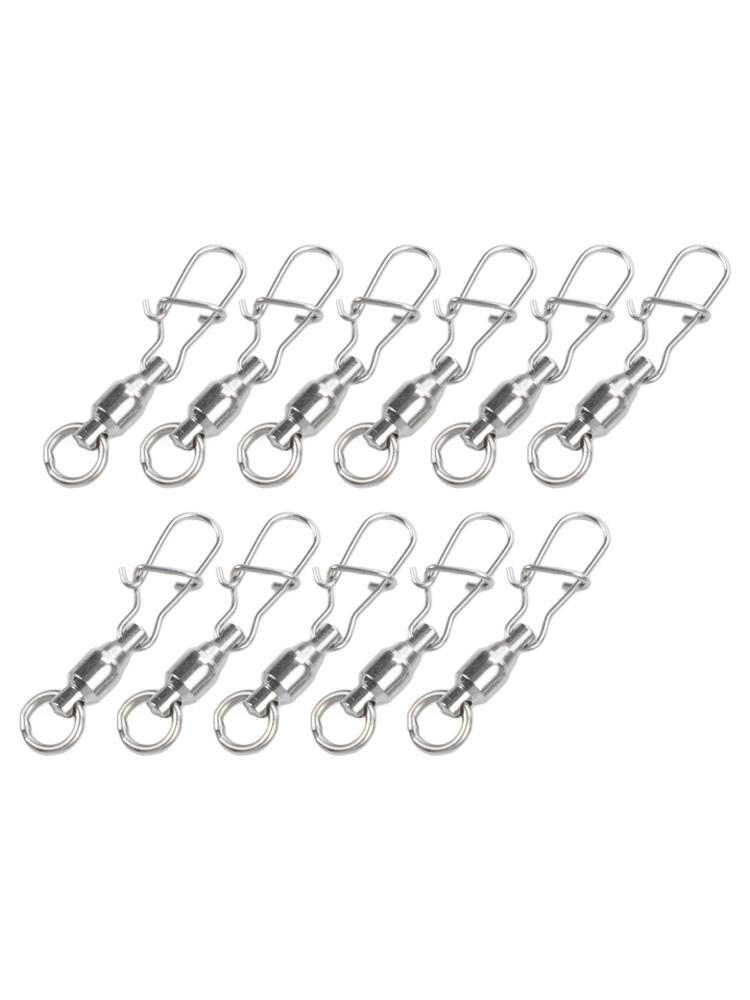 Stainless Steel Fishing Swivel Snap Connectors 3 Sizes 10 Pieces for Angling