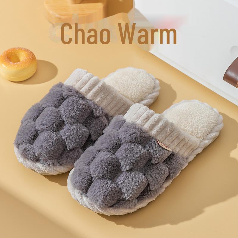 Cotton Plush Slippers for Men & Women: Non-Slip, Warm, Indoor Use - Ideal for Spring, Autumn & Winter