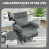 Convertible Armchair, 1-Seater, Folding Bed, Linen, Adjustable Backrest, Pillow, Dark Grey