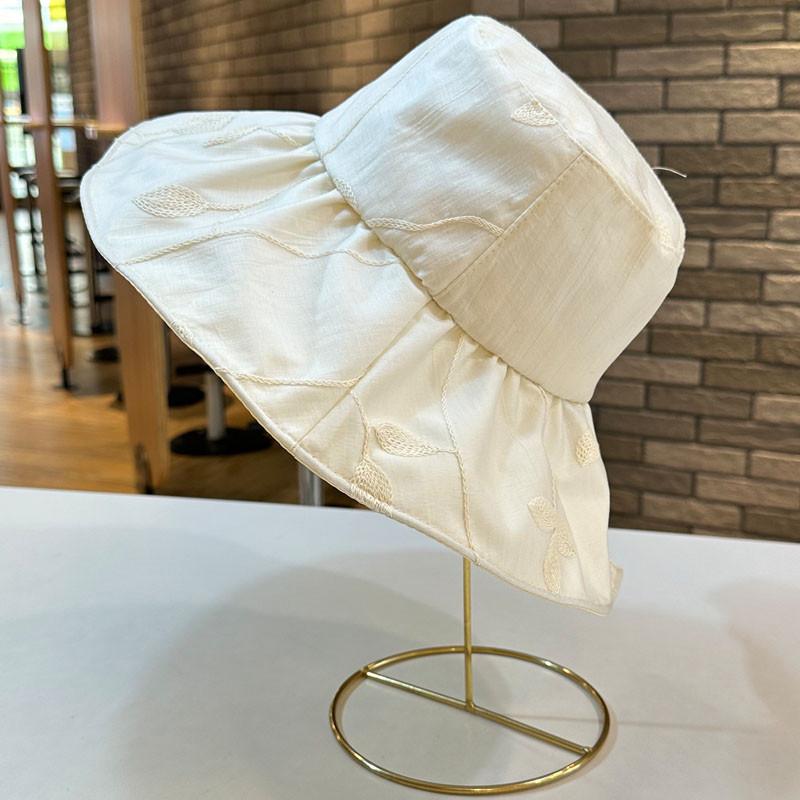 Korean Leaf Pattern Fisherman Hat For Women With Foldable Wide Brim Retro Style Adjustable Size Sun Protection