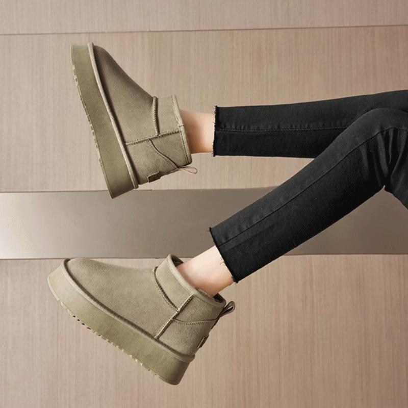 Модные зимние женские короткие плюшевые теплые зимние сапоги повседневная обувь новые — фото 4