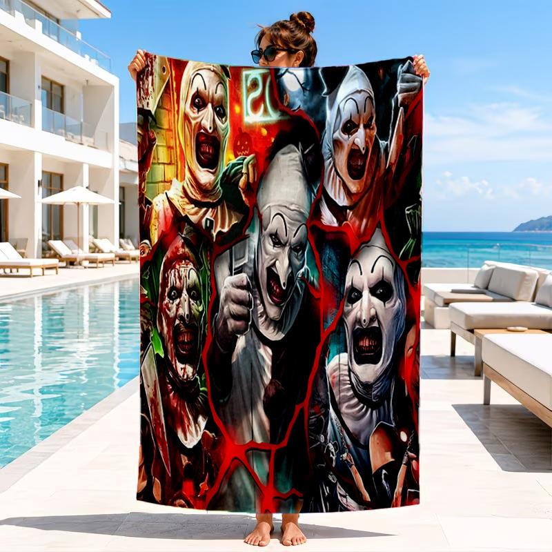Clown Horror Beach Towel, Microfiber Beach Towel, Perfect For Pool, Beach, Travel, Home Decor Beach Party Fan gifts