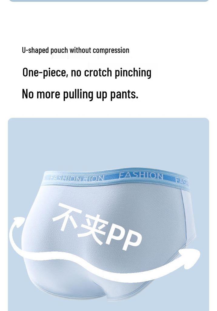 Comfortable Antibacterial Cotton Briefs for Teen Boys with Simple Lettering