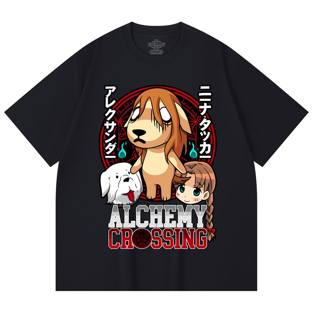 230 Gsm 100% Cotton Fullmetal Alchemist V5 Alchemy Crossing Print Unisex Heavy Cotton T Shirt