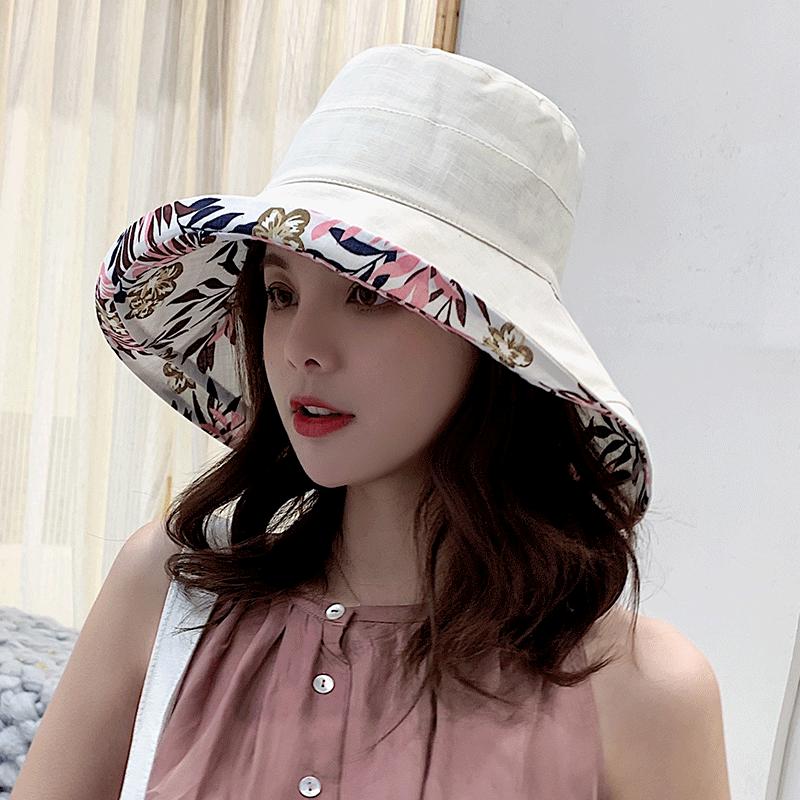 Women's Hat Bucket Hat Panamanian Women  Four Seasons Fisherman Hat Big Brim Hat Double-Sided Fisherman Hat Sun Visor C