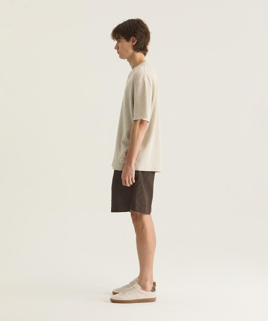 Oteumilkape Linen Blend Garment Dyed Easy Shorts - Brown