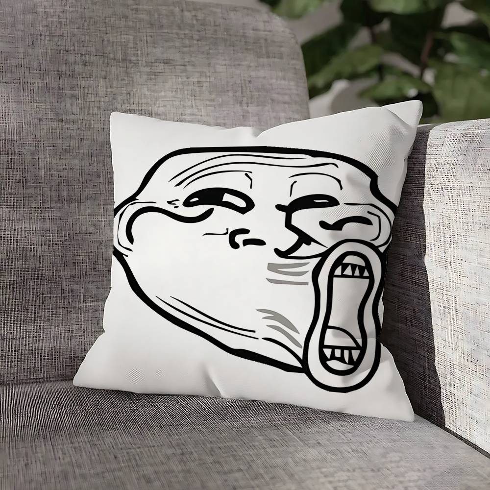 T-Trollface Throw Pillow Case For 45cm 40cm 55cm 50cm 30cm Square Car Pillowcase Shell