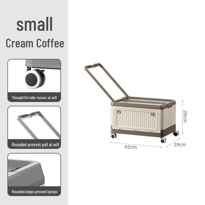 Wheeled Folding Storage Box with Pull Rod - Dustproof Side-Opening Organizer for Dorms 4098₽