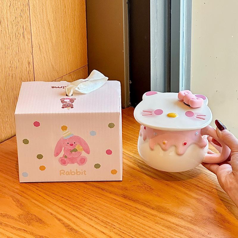 Dárková sada k narozeninám roztomilý dívčí hrnek s kočkou a srdíčkem keramický pro dívku dárek k narozeninám prémiový smysl dárková krabička
