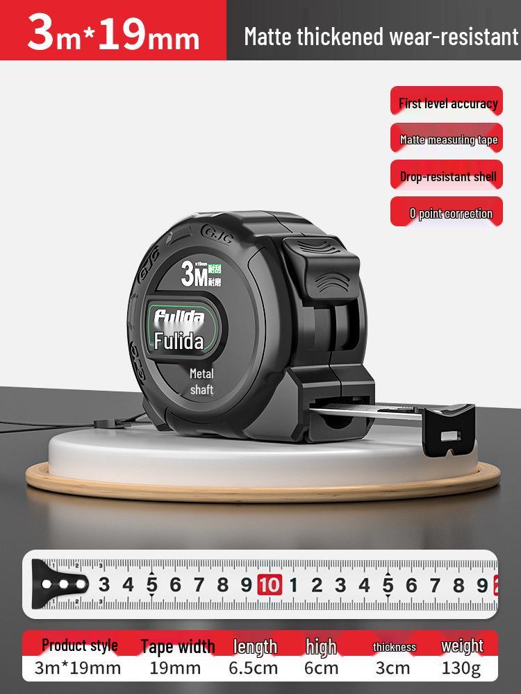 KT 5m Fluorescent Steel Tape Measure - Wear-Resistant, Self-Locking Ruler