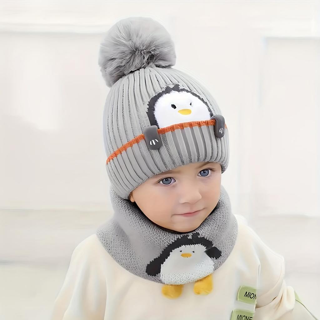 2pcs New Style Winter And Autumn Children's Warm Hat, Cute Knitted Ear Cover And Sweater Hat Windproif And Coldproof Hat for Kids