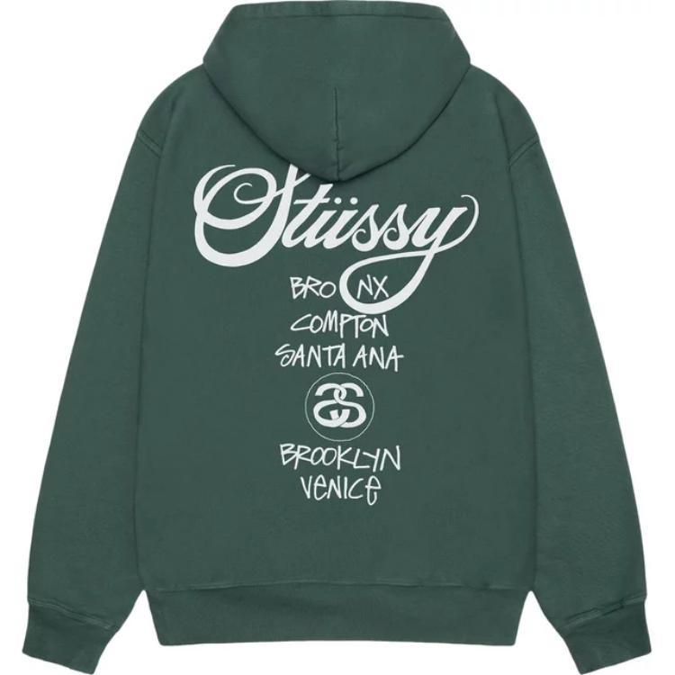 Stussy World Tour Pigment Dyed Hoodie Unisex 3923851