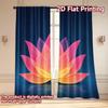 Set Of 2 Modern Flat Printing Curtains Without Rod Glowing Lotus Water Fashionable Curtainments During New Year Holiday Curtain Polyester