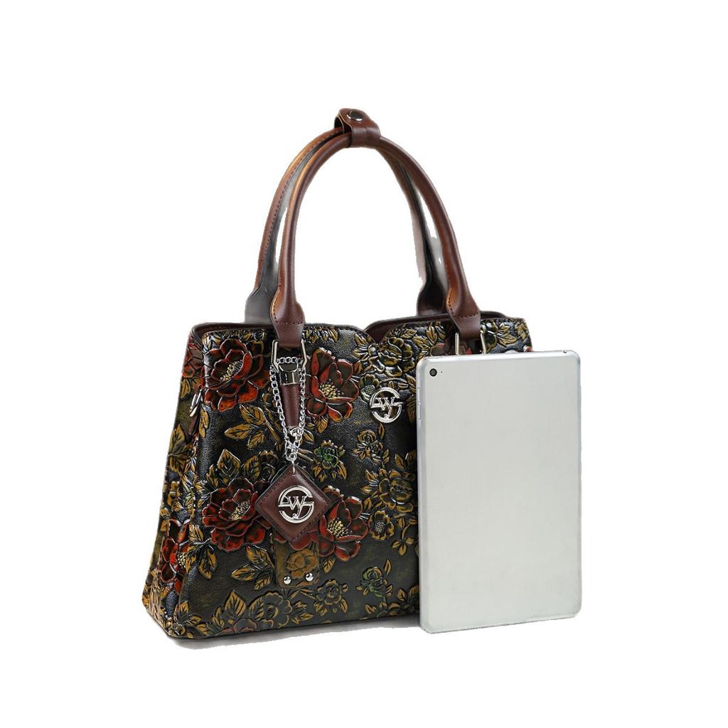 New Blossoming Wealthy Women's Retro Handbag, Fashionable and Versatile Single Shoulder Crossbody Bag