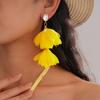 Metal Chiffon Flower Fringed Silver Needle Earrings Beach Vacation Style Stud Earrings Fashion Design Sense Earrings